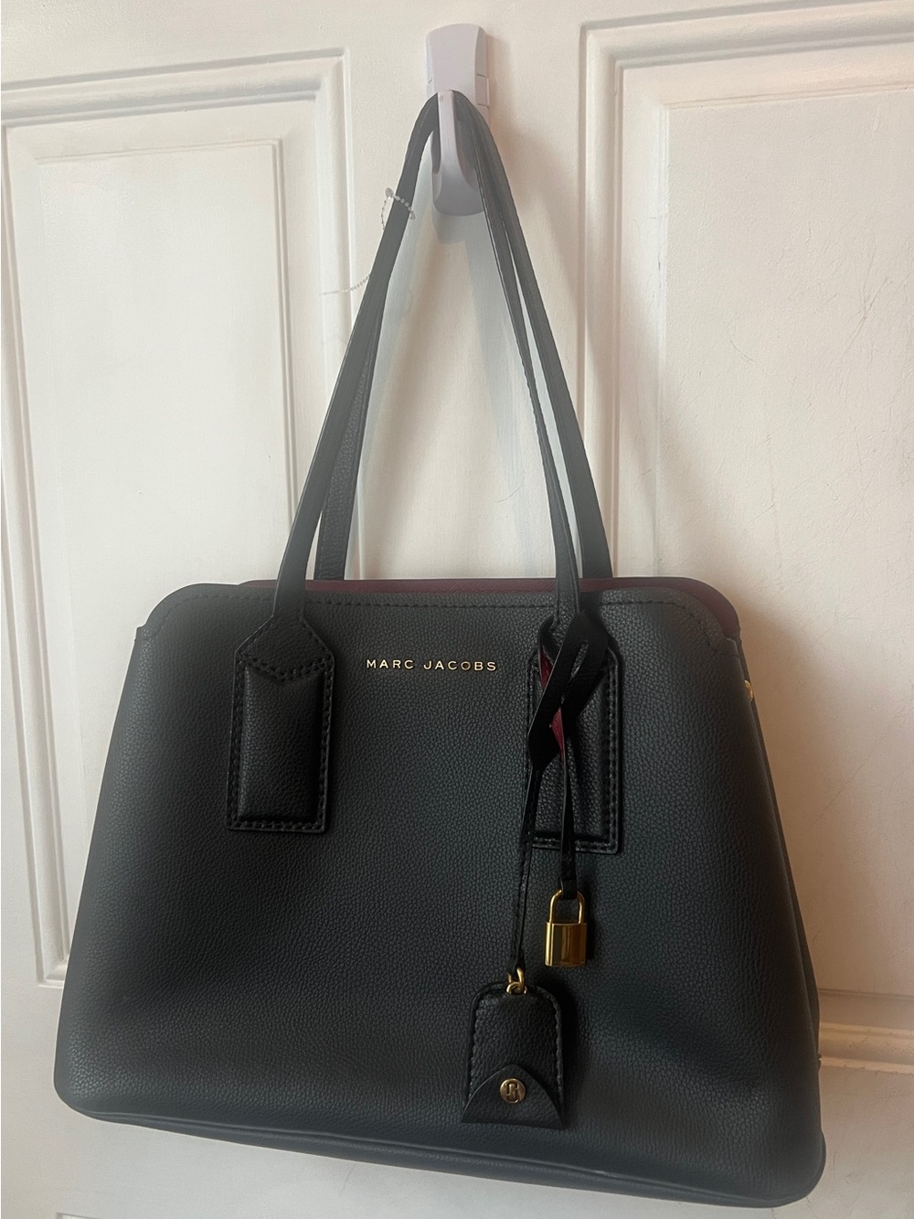 Marc Jacob’s The Editor Black Pebbled Leather Tote Shoulder Bag Gold Hardware